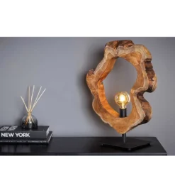 Lampa stołowa MIKO 55 cm drewno teak