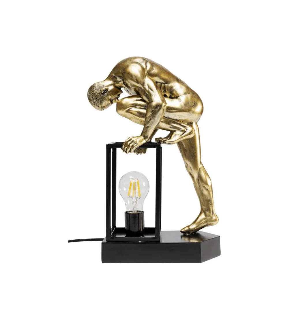 Lampa stołowa NUDE MAN STRECHING 39 cm złota