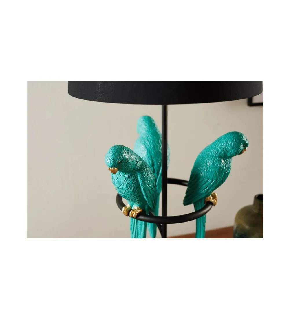 Lampa stołowa Papuga 35 cm czarno turkusowa
