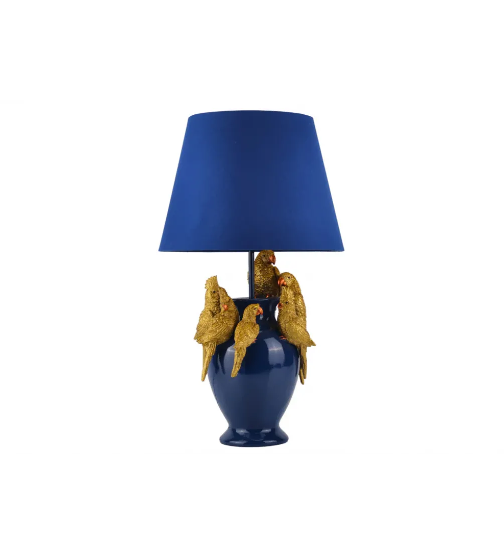Lampa stołowa PARROT 50 cm niebieska złota