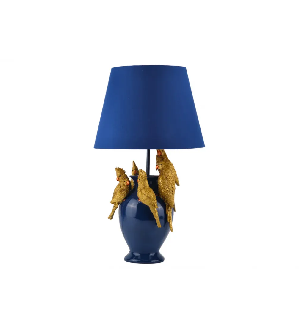 Lampa stołowa PARROT 50 cm niebieska złota