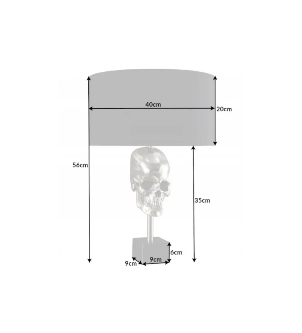 Lampa stołowa SKULL 40 cm srebrna