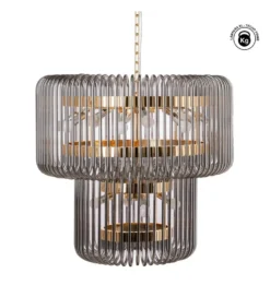 Lampa wisząca CELINK 80 cm złoto szara