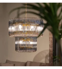 Lampa wisząca CELINK 80 cm złoto szara