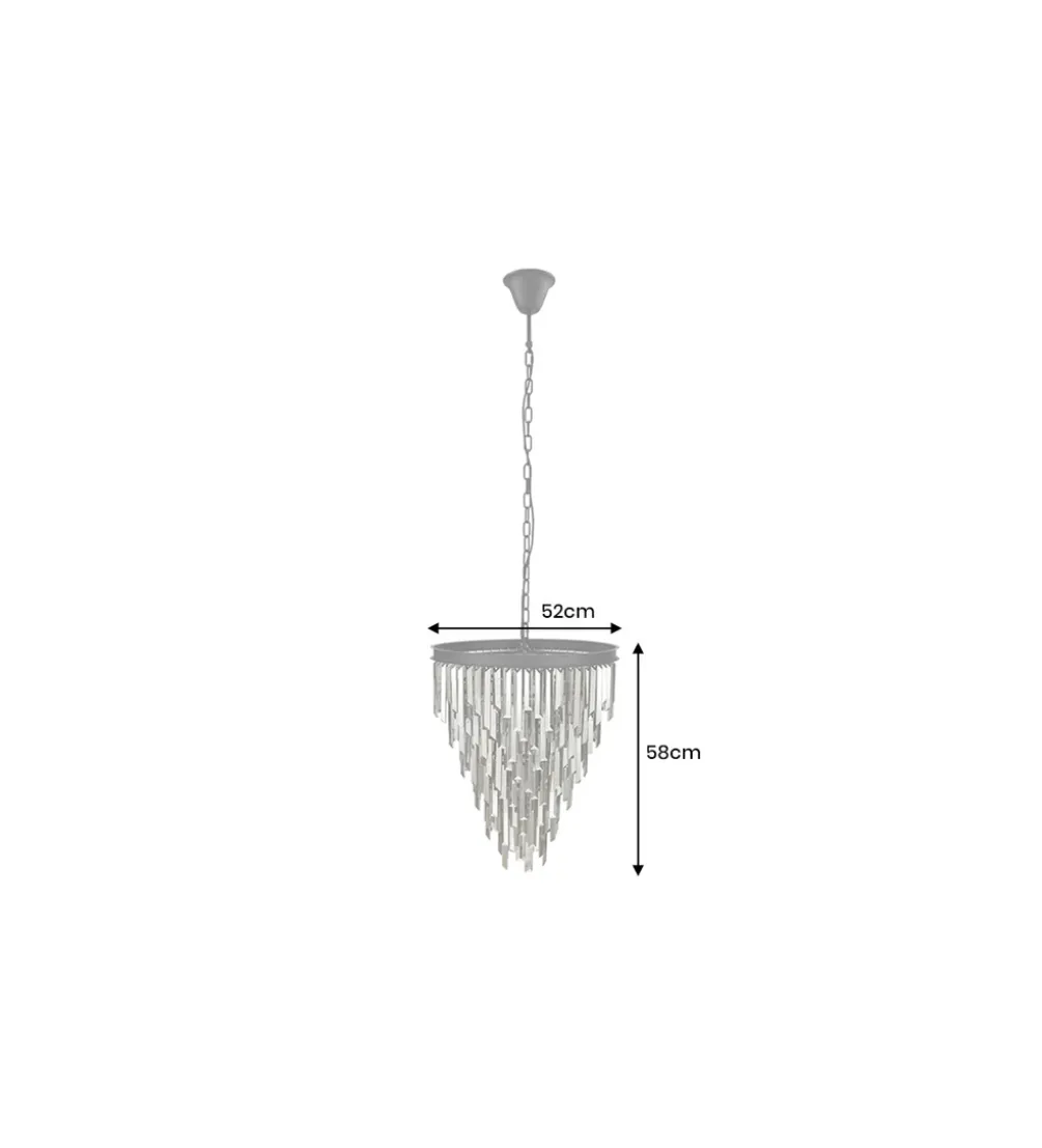 Lampa wisząca CRYSTAL 50 cm czarne szkło pryzmaty szare