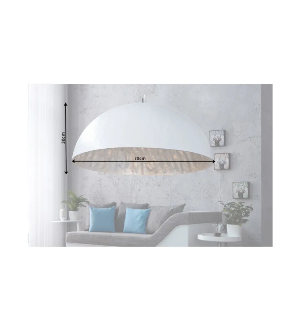 Lampa wisząca Glow biało srebrna 70 cm