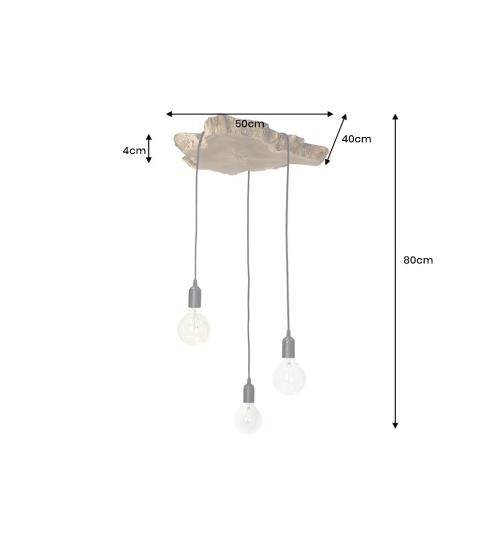Lampa wisząca KORA 50 cm Drewno Longan
