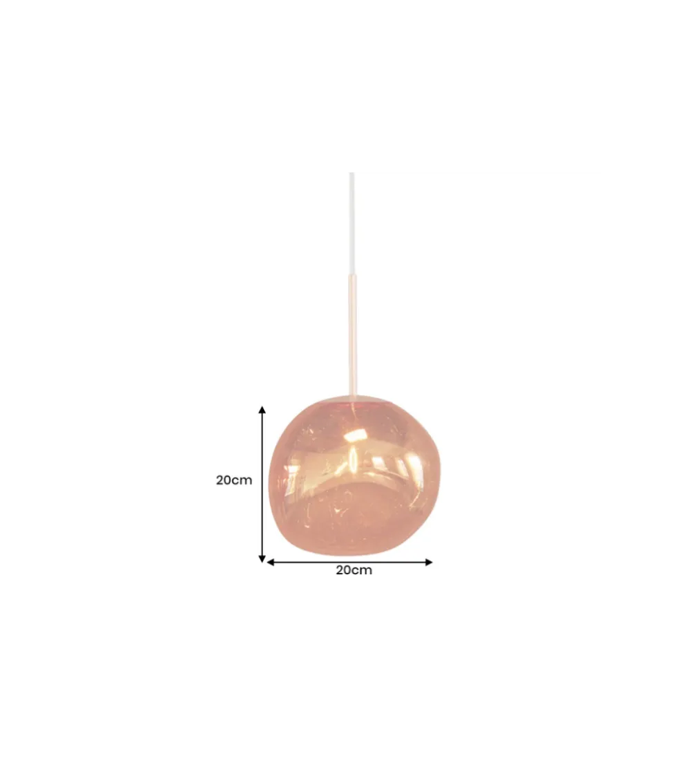 Lampa wisząca LIQUID DIAMOND 20 cm szkło miedź
