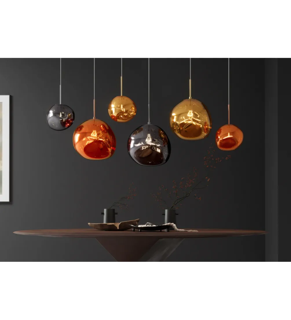Lampa wisząca LIQUID DIAMOND 20 cm szkło miedź