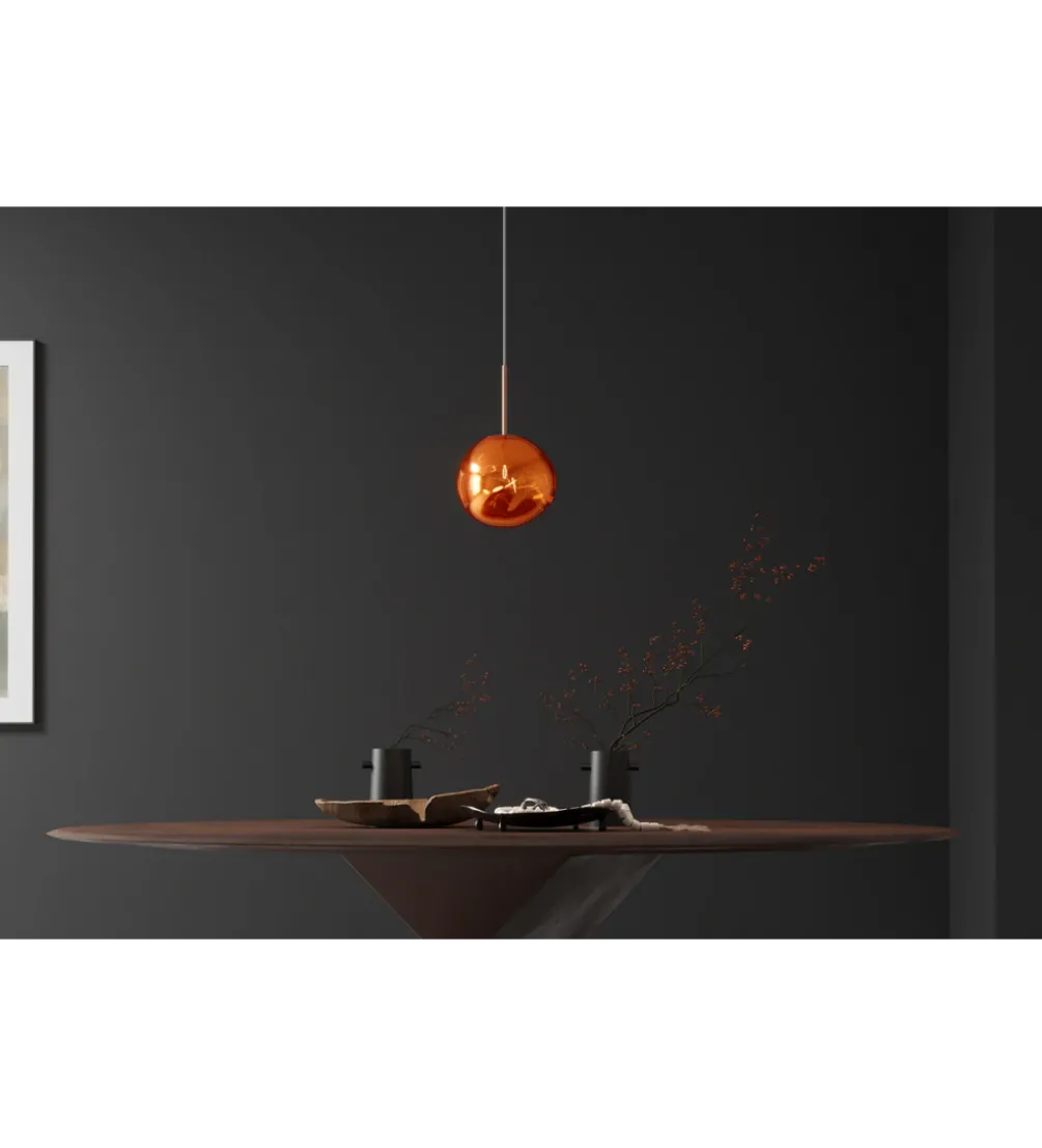 Lampa wisząca LIQUID DIAMOND 20 cm szkło miedź