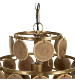 Lampa wisząca PORBELMA 58 cm złota naturalna