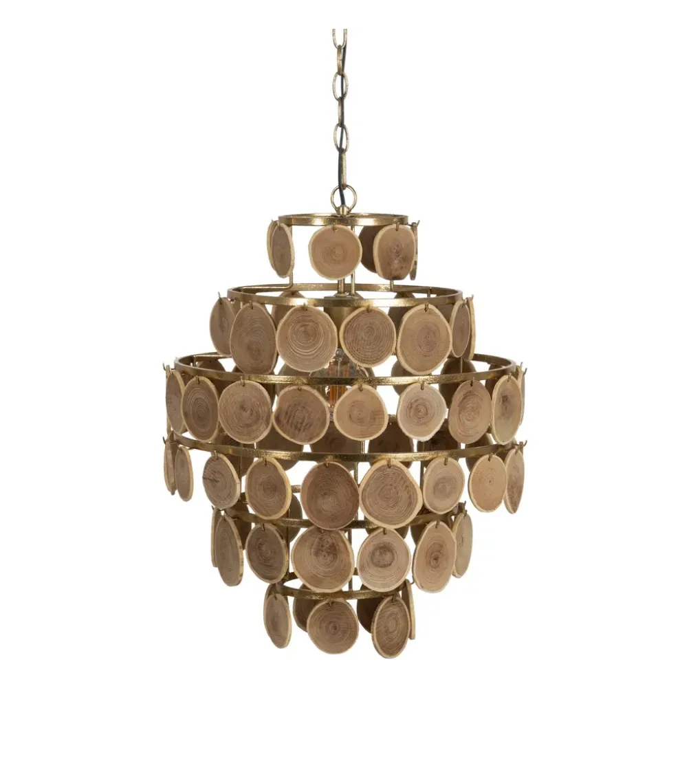 Lampa wisząca PORBELMA 58 cm złota naturalna