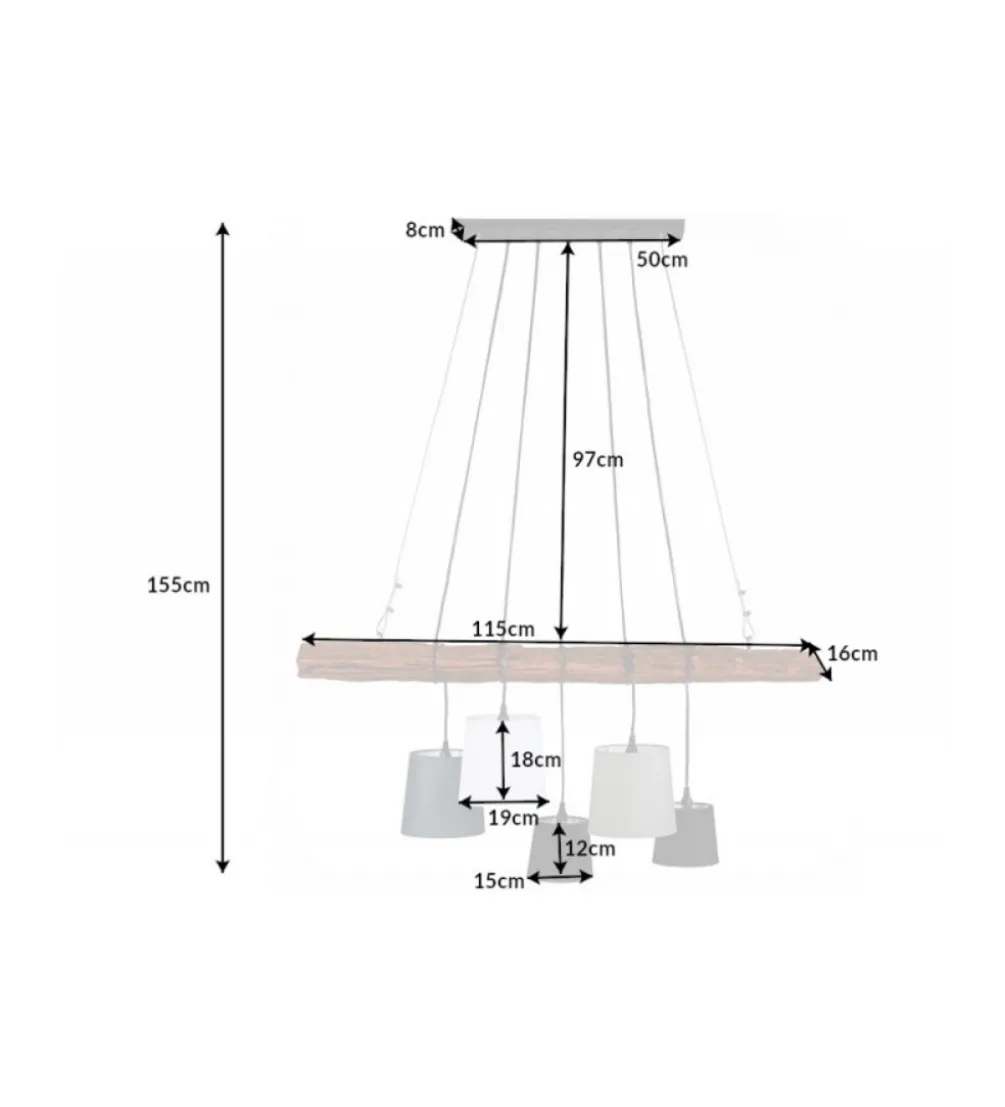 Lampa wisząca Saint-Louis 115 cm drewno driftowe