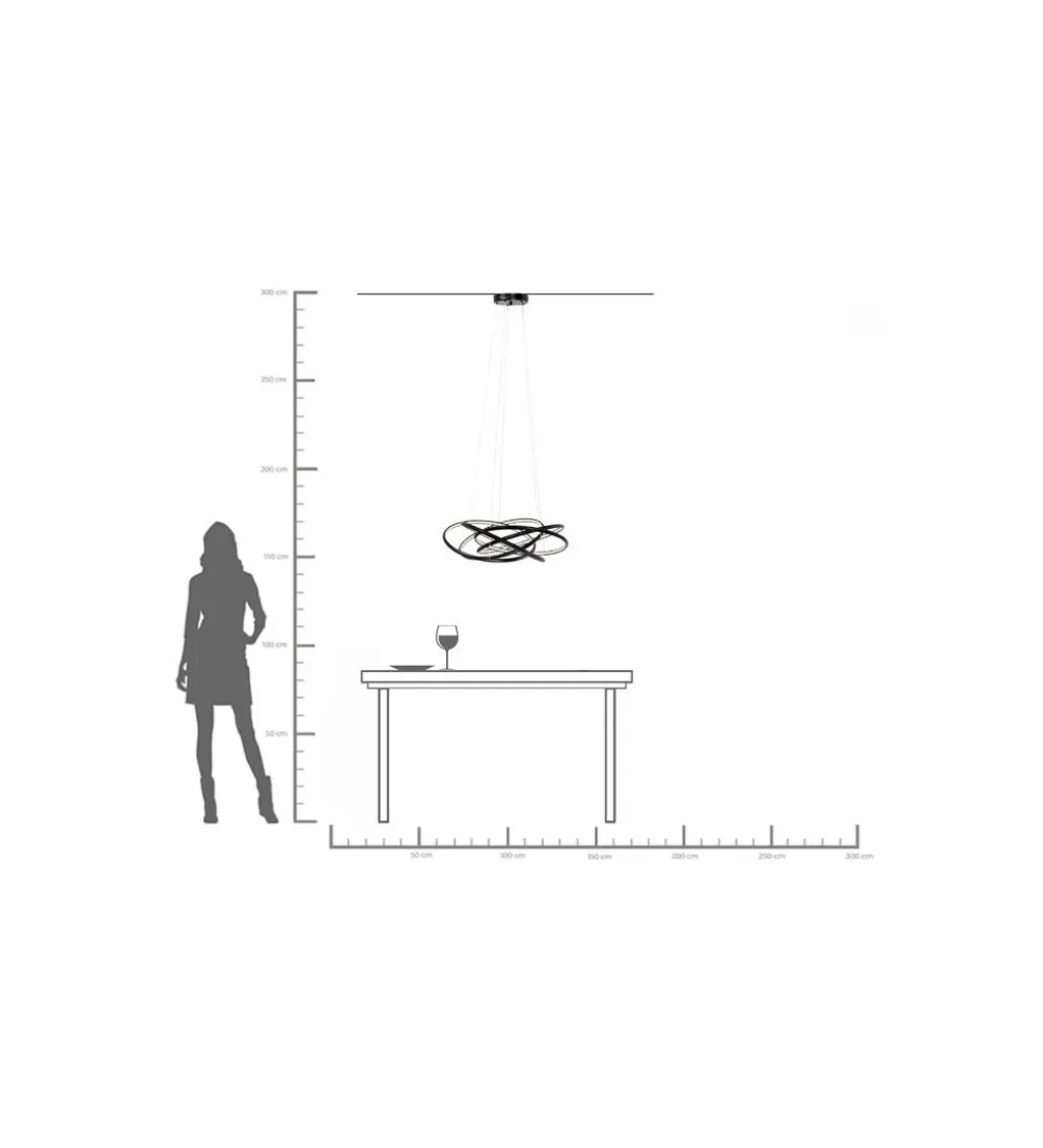 Lampa wisząca SATURN 72 cm czarna