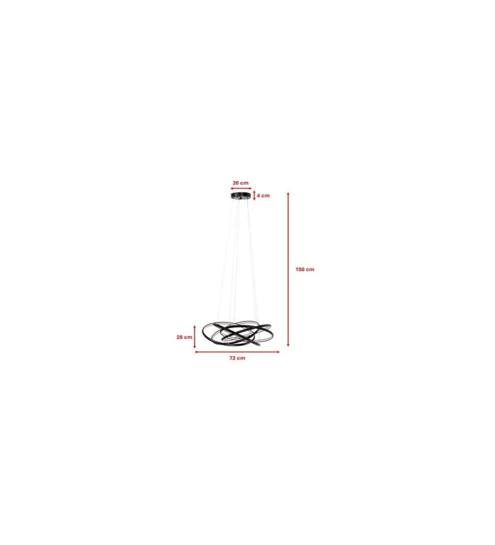 Lampa wisząca SATURN 72 cm czarna