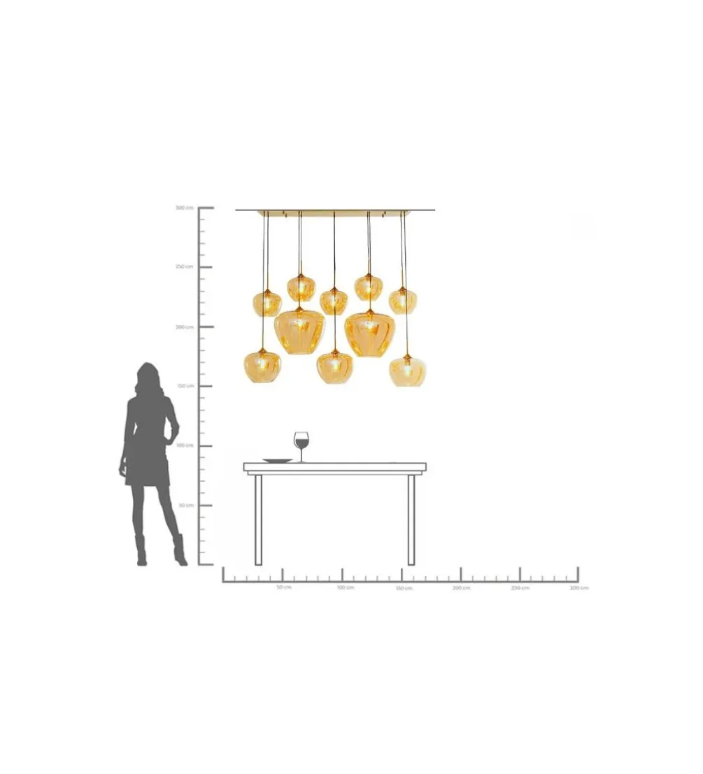 Lampa wisząca SPHERE AMBER TEN 160 cm złota
