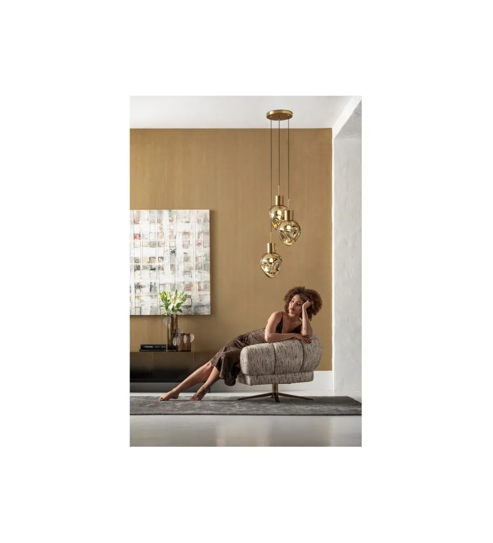 Lampa wisząca SUPERNOVA AMBER TRE 45 cm złota