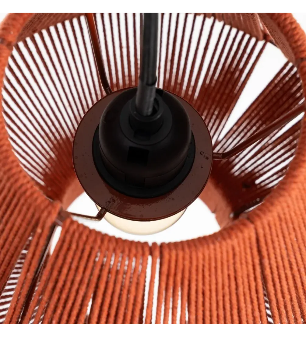 Lampa wisząca TEJA 25 cm lina papierowa ceglasty