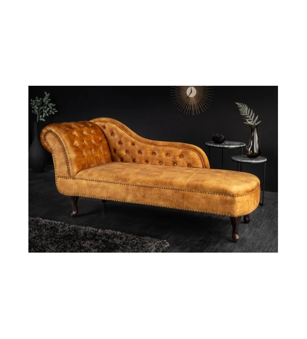Leżanka Chesterfield BRIGIDA musztardowa