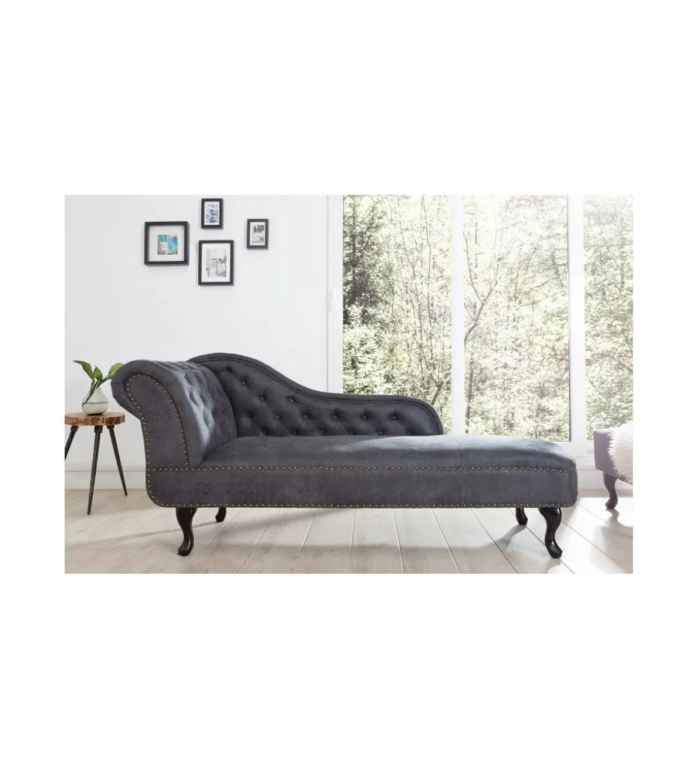 Leżanka Chesterfield BRIGIDA 170 cm Szary antyczny