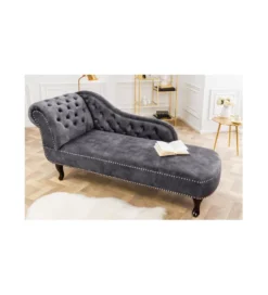 Leżanka Chesterfield BRIGIDA 170 cm szara
