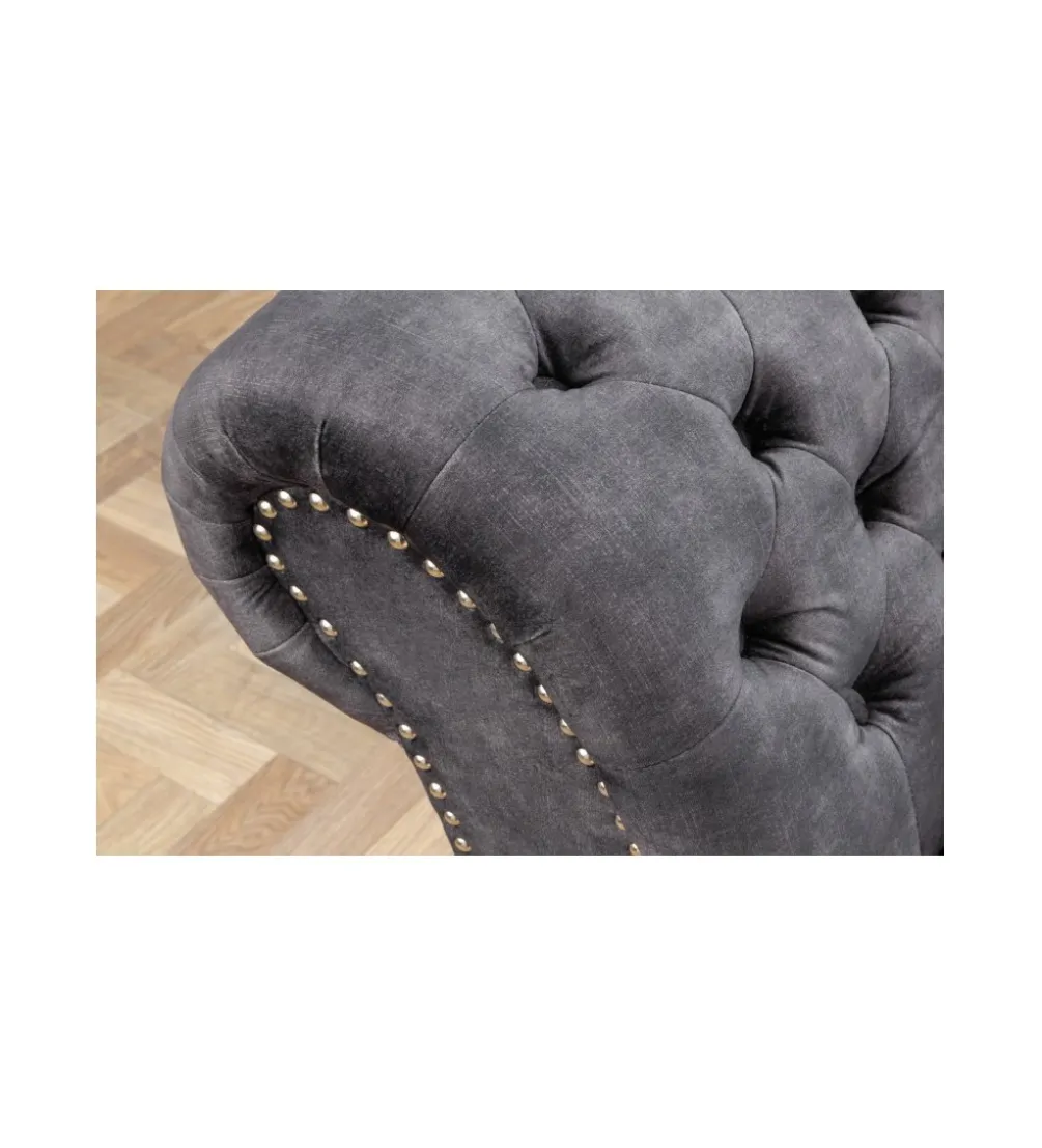 Leżanka Chesterfield BRIGIDA 170 cm szara