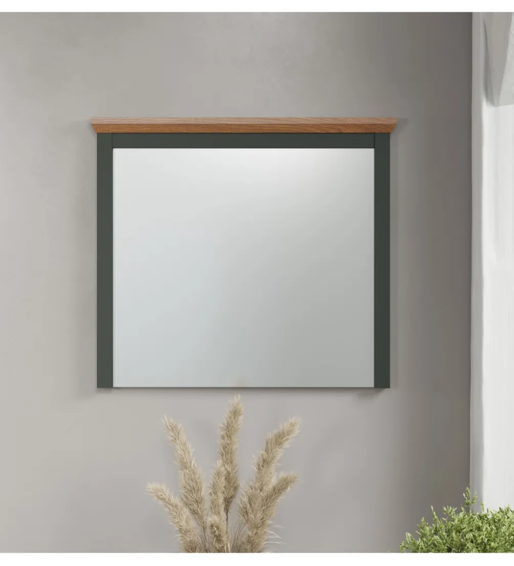 Lustro STANTON 68 cm w optyce dębu Evoke Ciemnozielony