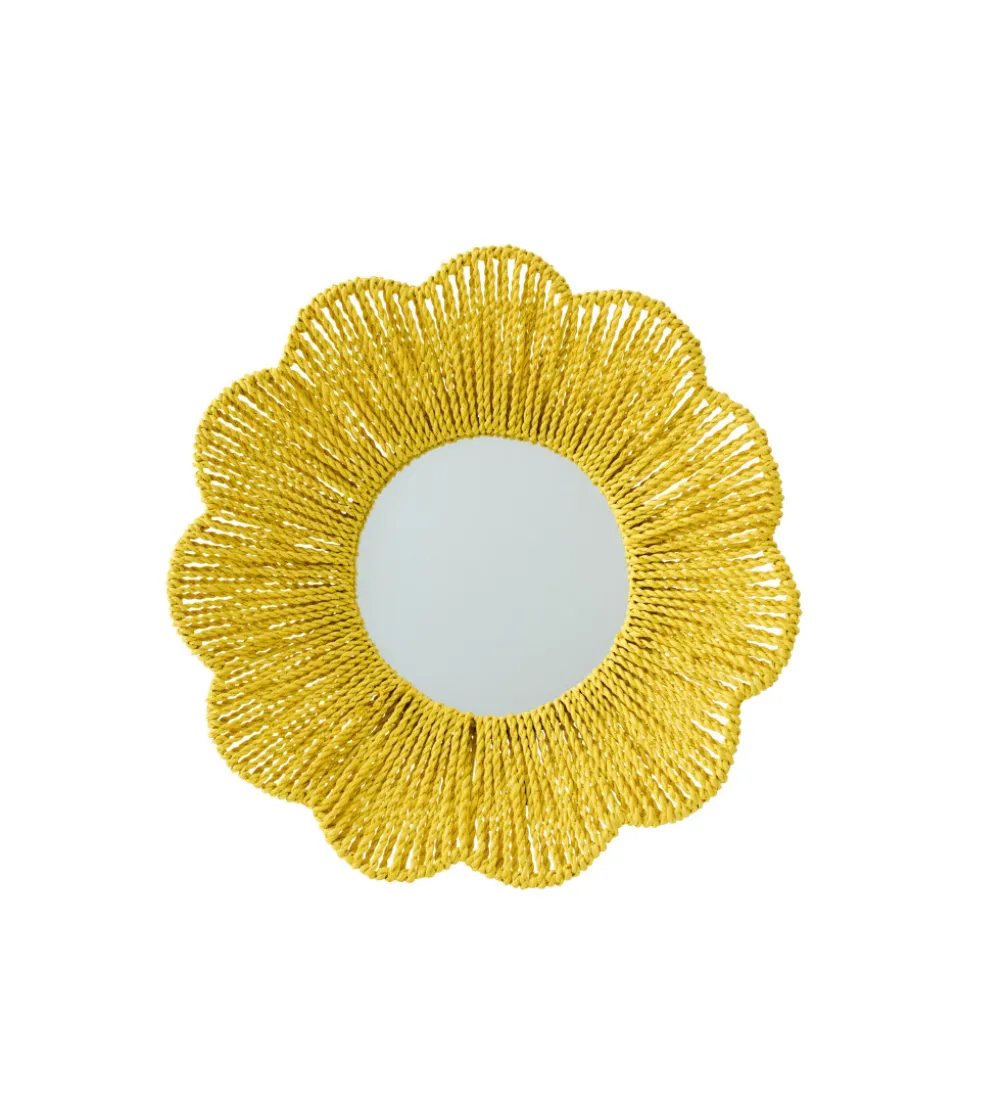 Lustro wiszące RAFFIA 50 cm żółte