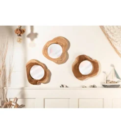 Lustro wiszące Reflect 31 cm drewno Teak