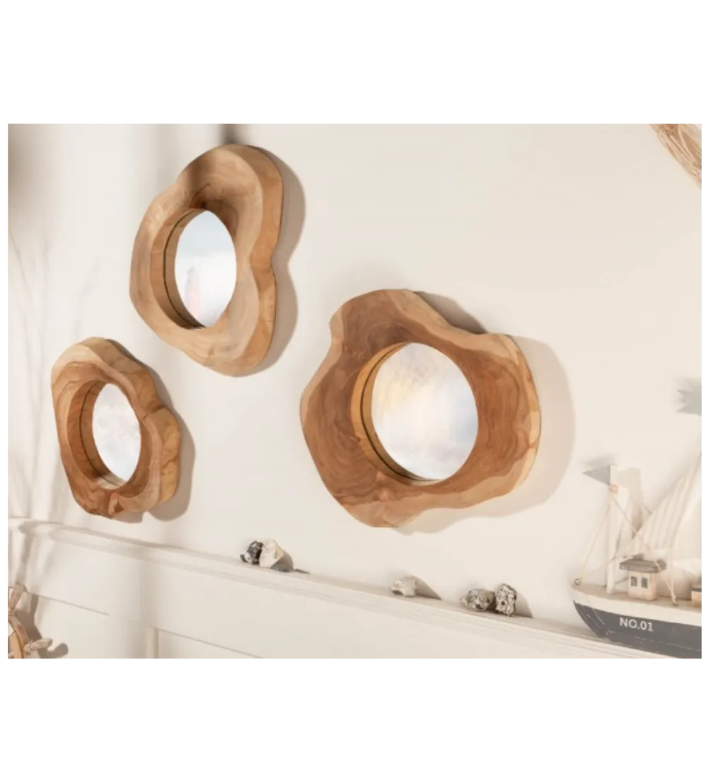 Lustro wiszące Reflect 31 cm drewno Teak