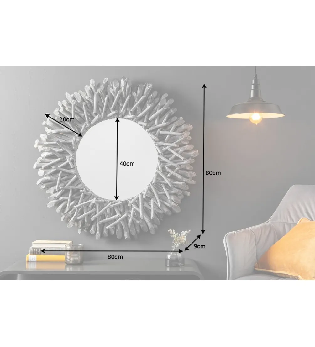 Lustro wiszące Riverside 80 cm szare