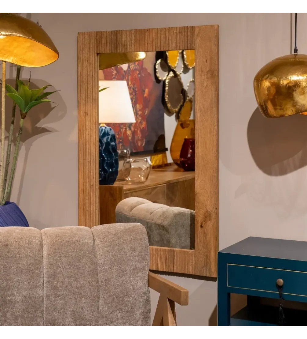 Lustro wiszące ZANMIK 110 cm drewno mango