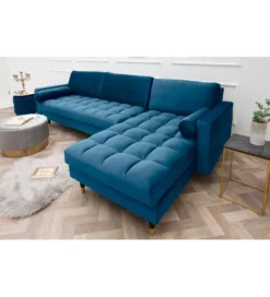 Narożnik Canis Velvet 260 cm ciemnoniebieski aksamit