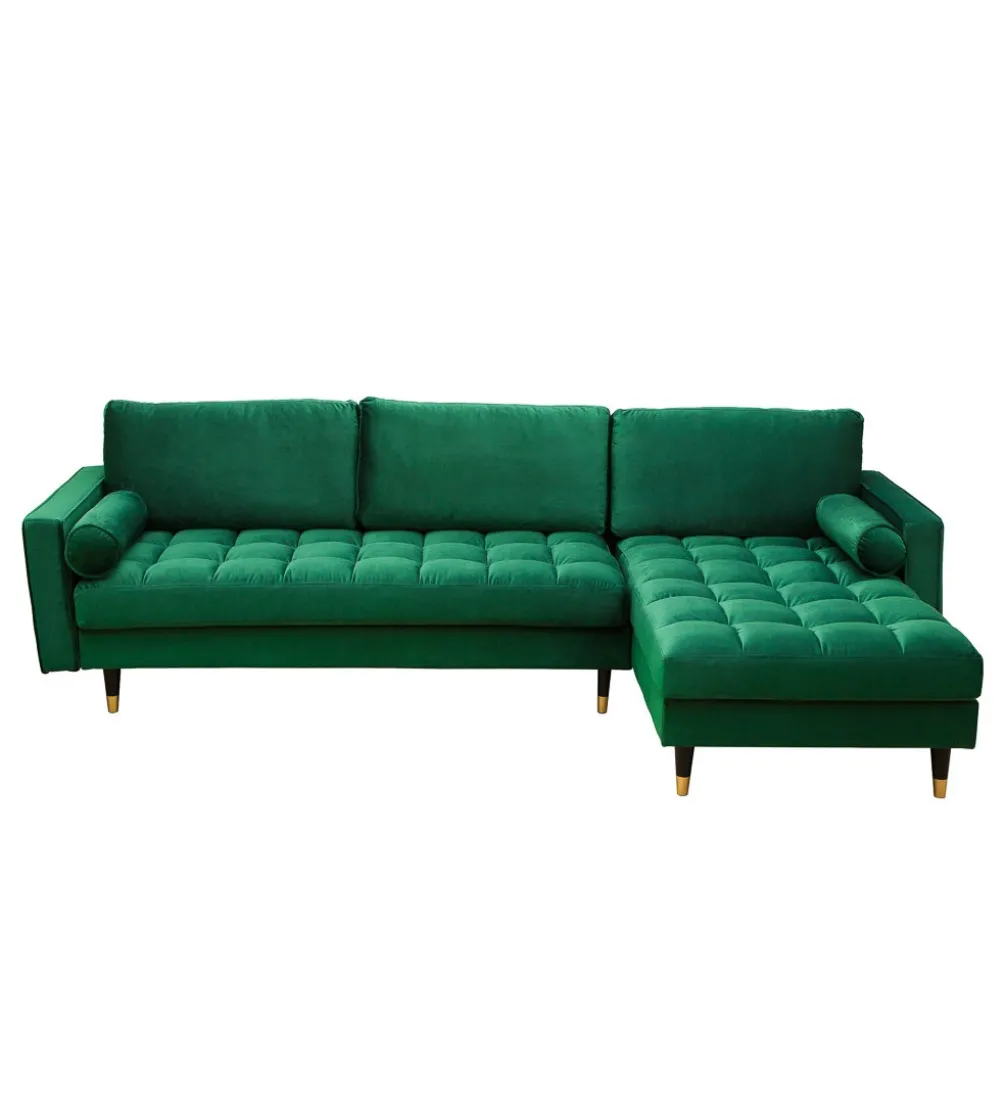 Narożnik CANIS velvet 260 cm ciemnozielony
