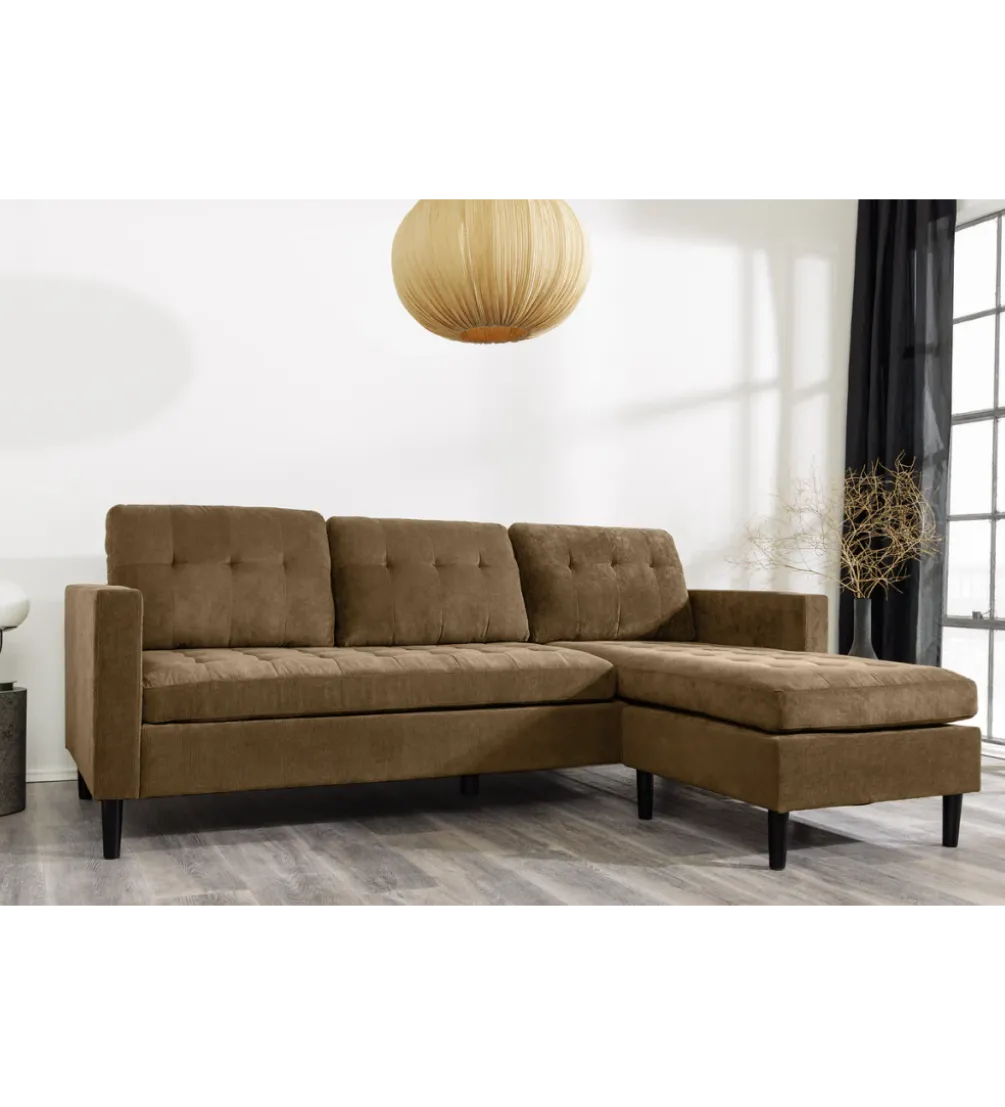 Narożnik STOCKHOLM 220 cm 3-osobowy sztruks jasnobrązowy