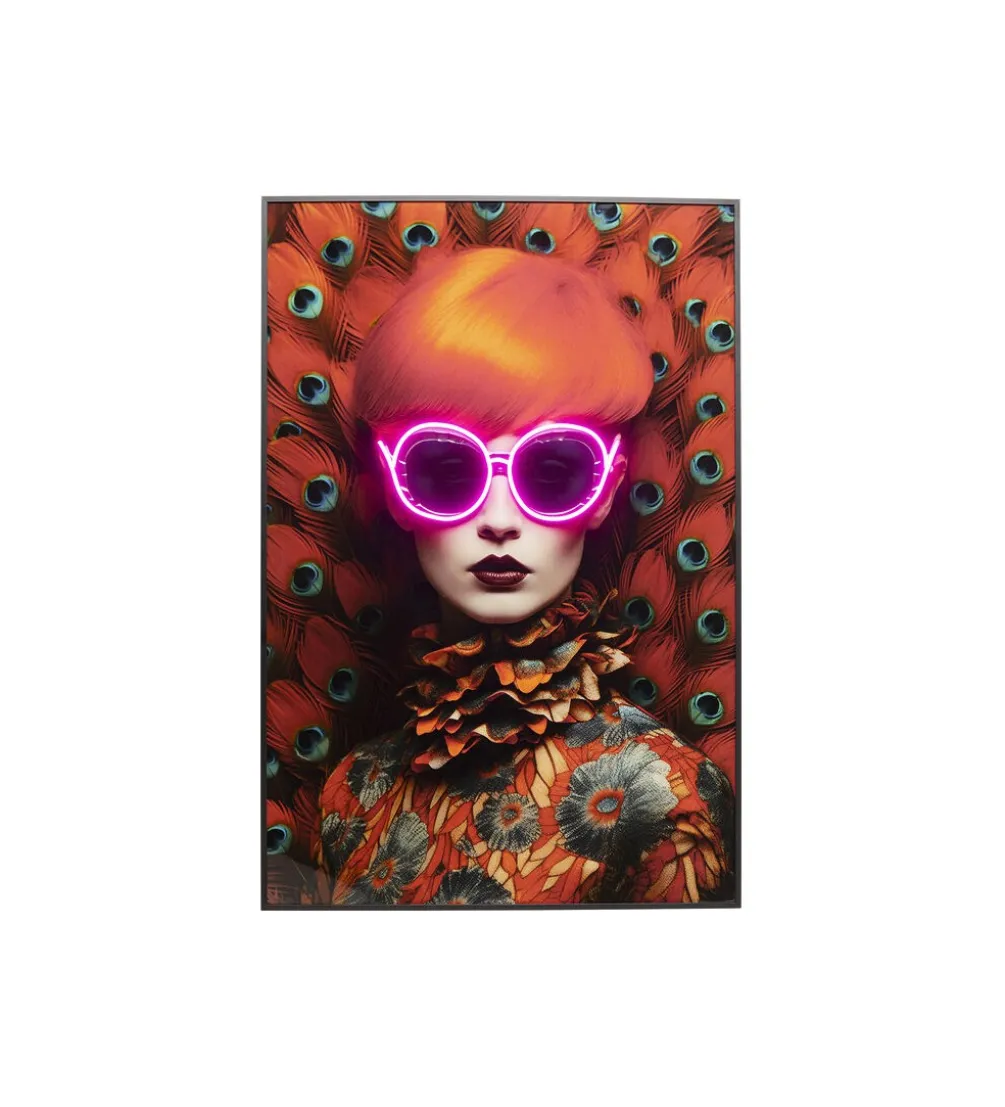 Obraz FANCY RED LADY LED 75 x 55 cm