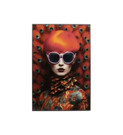 Obraz FANCY RED LADY LED 75 x 55 cm