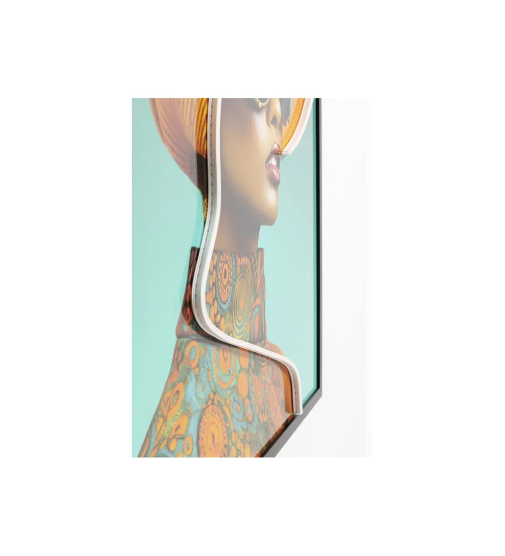 Obraz SUN HAT WOMAN LED 80 x 80 cm żółty