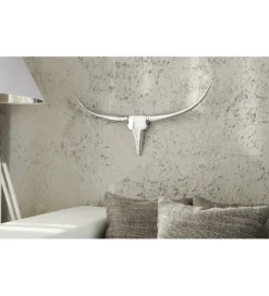 Ozdoba ścienna rogi Bull 75 cm srebrne