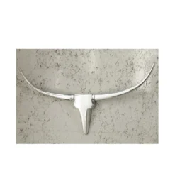 Ozdoba ścienna rogi Bull 75 cm srebrne