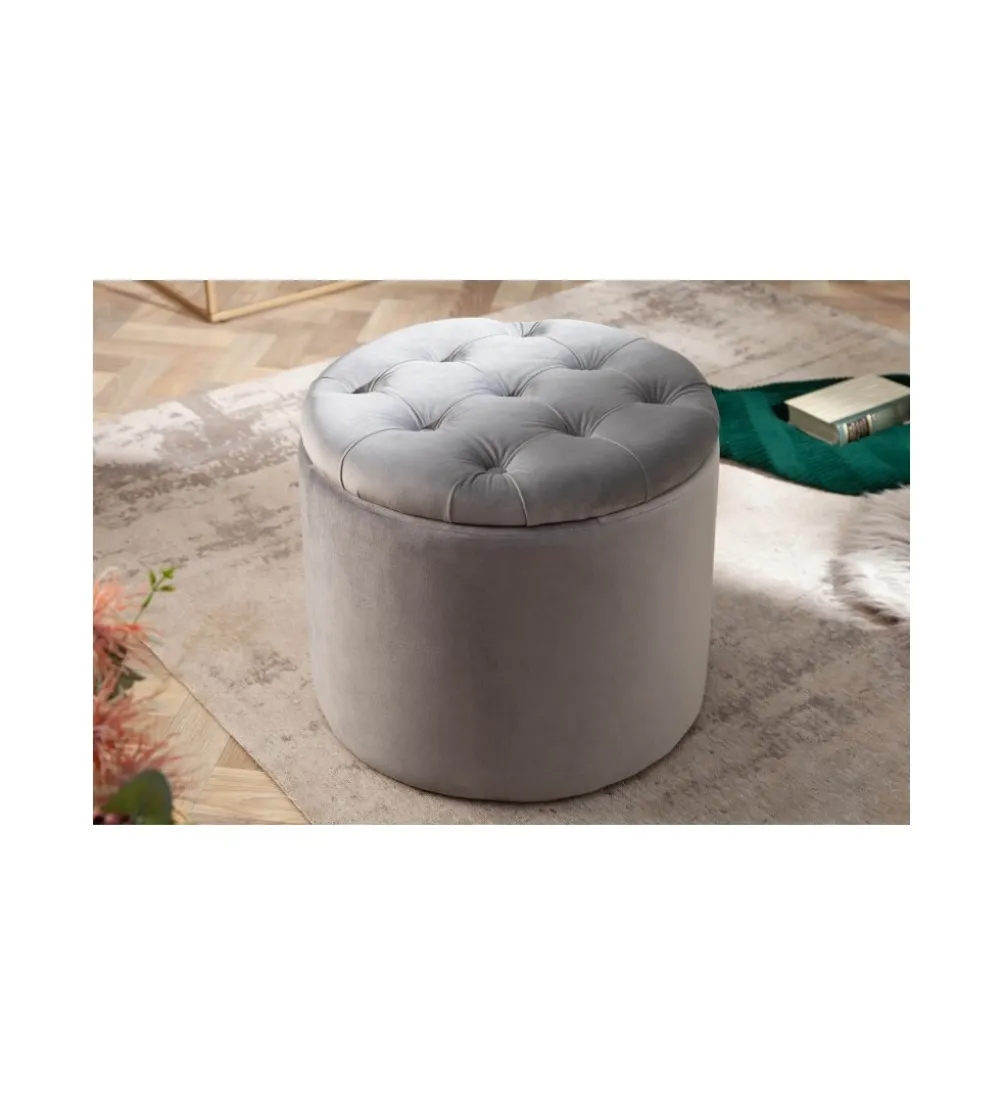 Pufa Modern Barock 50 Cm srebrnoszara