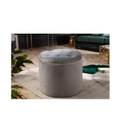 Pufa Modern Barock 50 Cm srebrnoszara