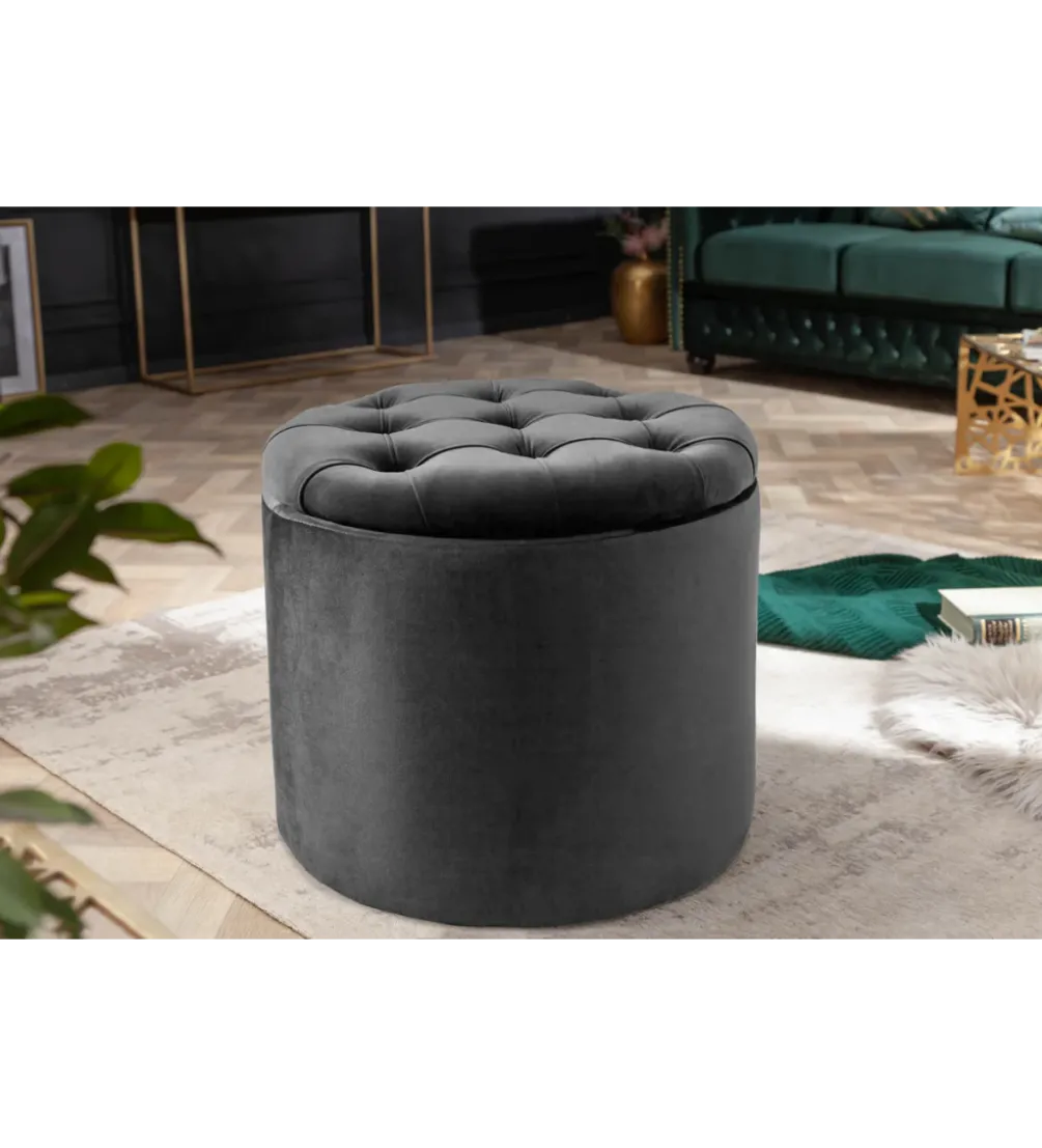 Pufa MODERN BAROCK STORAGE 50 cm welur szary