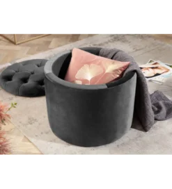 Pufa MODERN BAROCK STORAGE 50 cm welur szary
