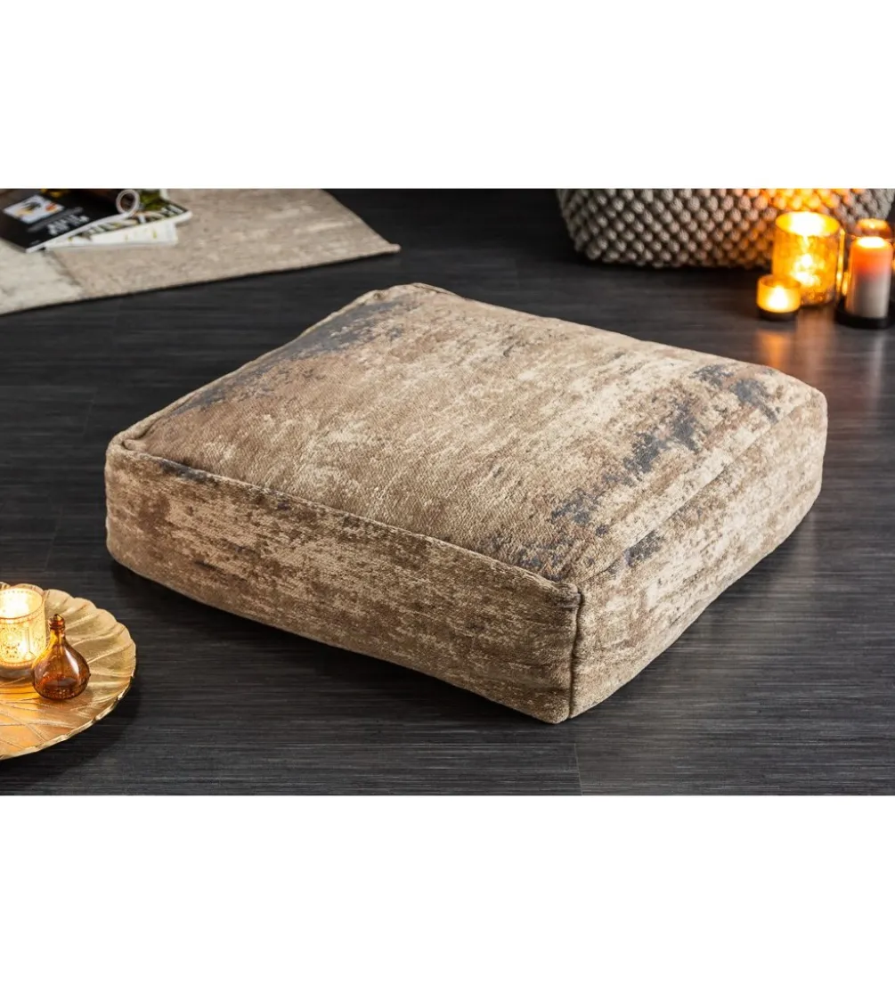 Pufa Na Podłogę Abstrakt 70 Cm brązowa