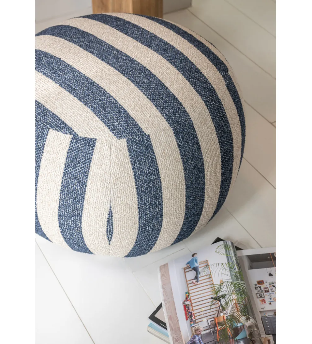 Pufa STRIPED 45 cm niebiesko biała