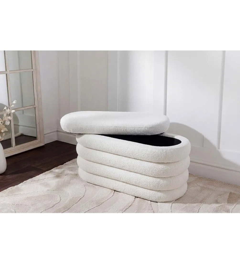 Pufa VOGUE 85 cm z schowkiem boucle białe