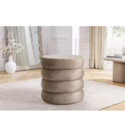 Pufa VOGUE 40 cm z schowkiem welwet champagne greige