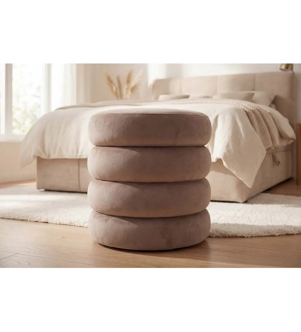Pufa VOGUE 40 cm z schowkiem welwet champagne greige
