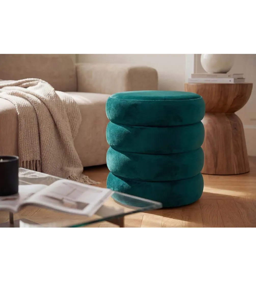 Pufa VOGUE 40 cm z schowkiem welwet zielony
